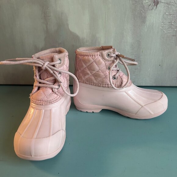 Sperry Toddler Girls Port Duck Boots Pink Rain Boots Size 10 Snow Boots Mud Boot - Picture 2 of 13